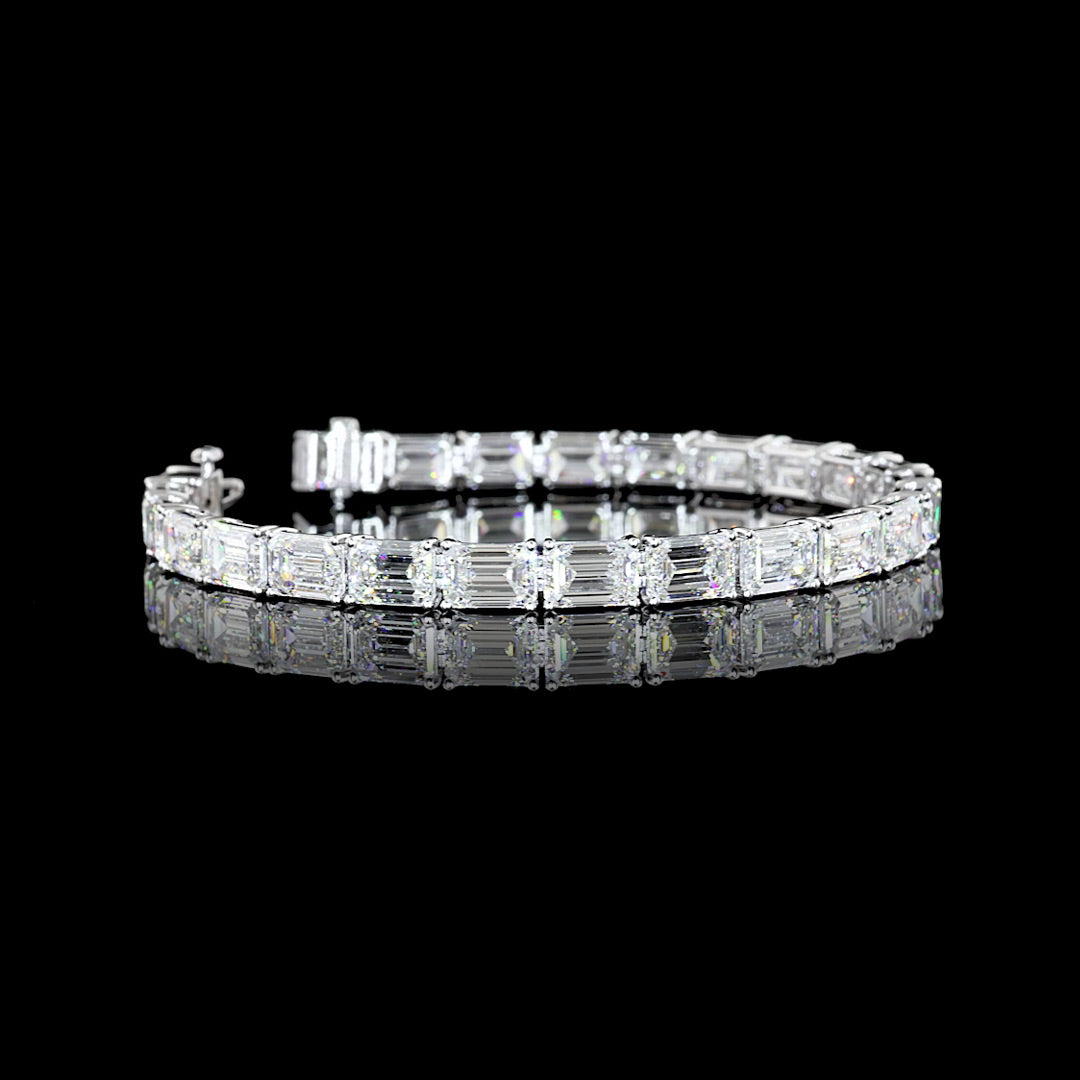 24 CTW East-West Emerald Lab Grown Diamond Tennis Bracelet