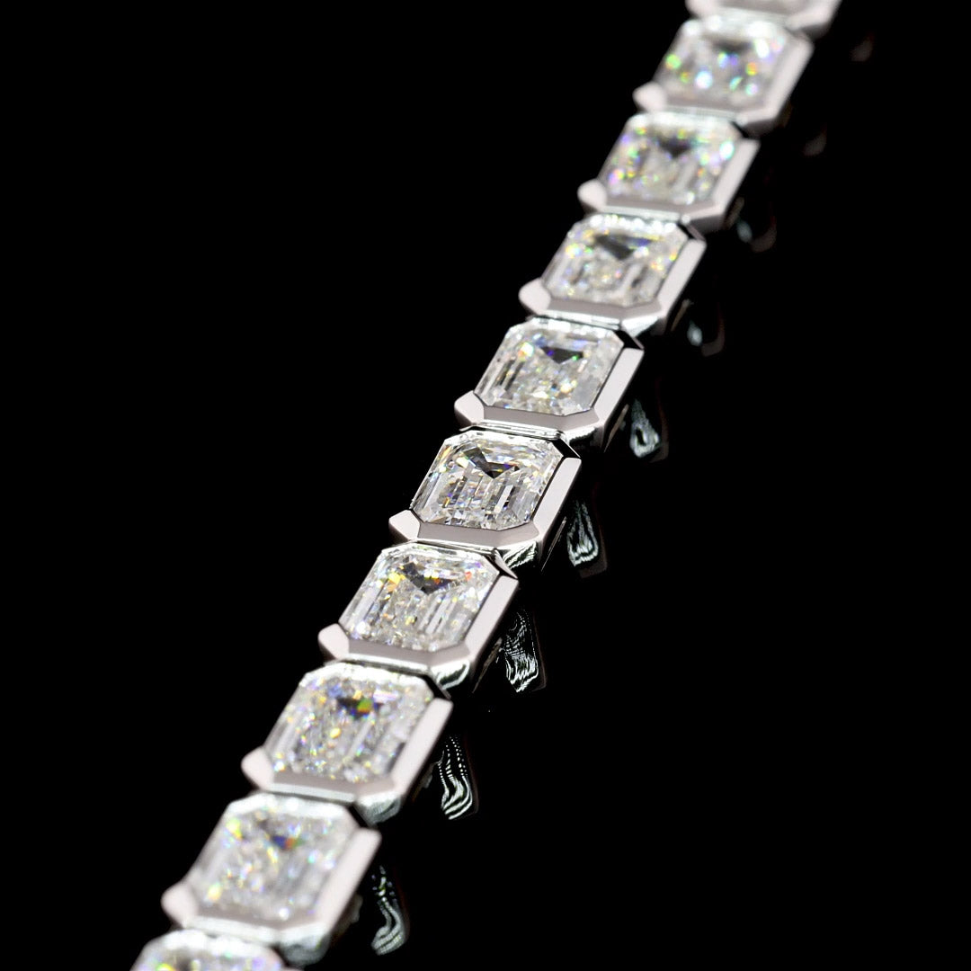 10 CTW East-West Emerald Bezel Lab Grown Diamond Tennis Bracelet