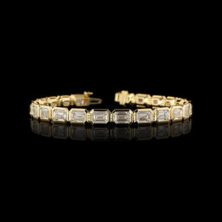15 CTW East-West Emerald Bezel Lab Grown Diamond Tennis Bracelet