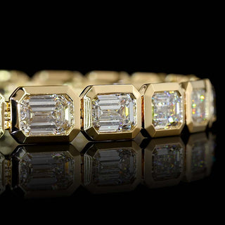 15 CTW East-West Emerald Bezel Lab Grown Diamond Tennis Bracelet
