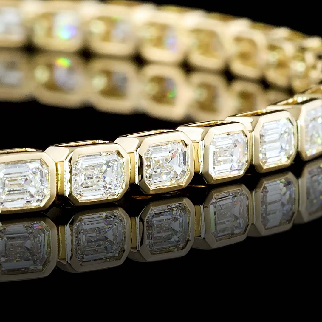 3 CTW East-West Emerald Bezel Lab Grown Diamond Tennis Bracelet