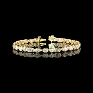 7 CTW East-West Mixed Shape Bezel Lab Grown Diamond Tennis Bracelet
