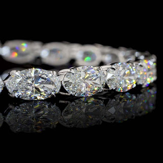 East-West Moval lab-grown diamond tennis bracelet with 10 carats total weight, 24 diamonds, set in white gold, 6.5-inch length
