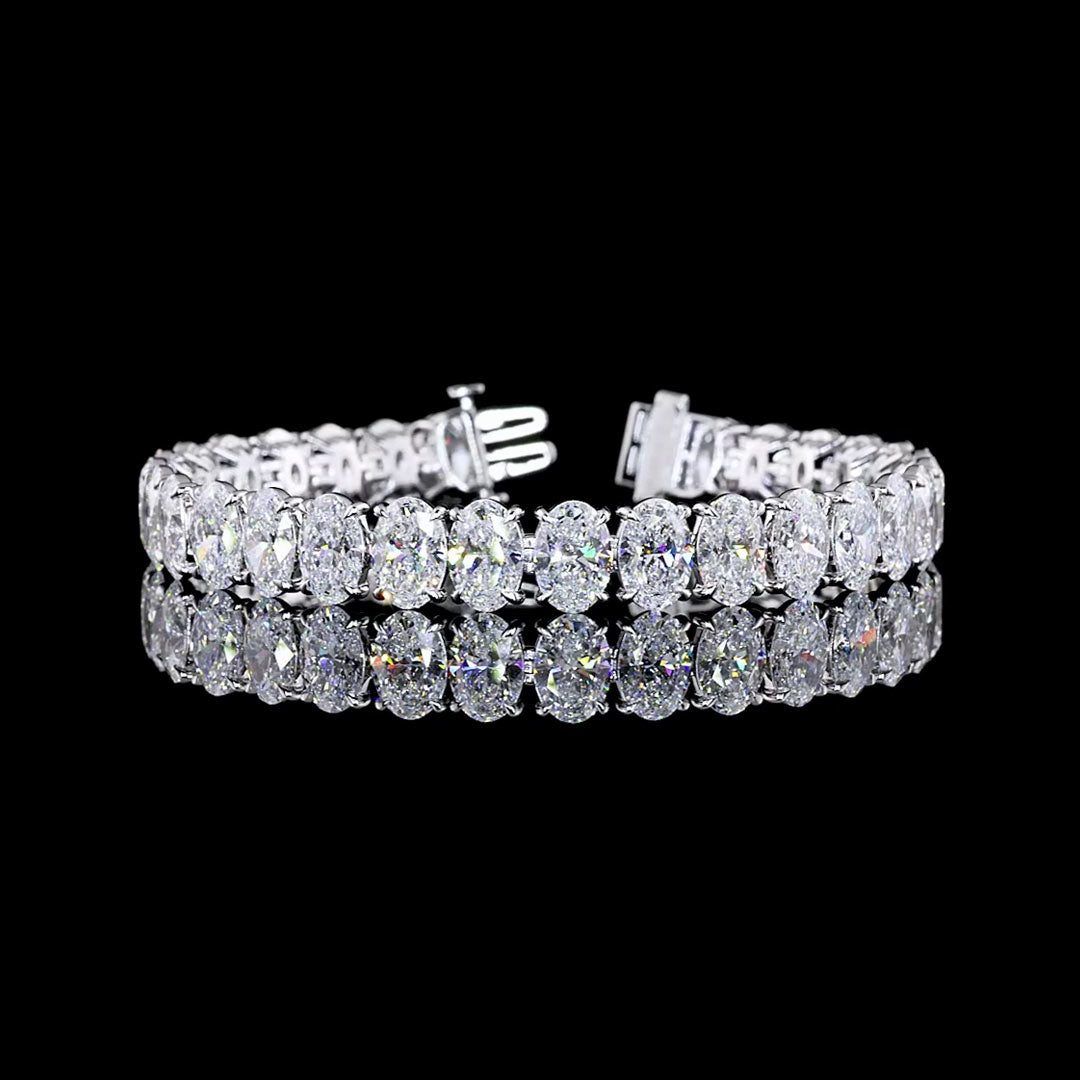 30 CTW Oval Lab Grown Diamond Tennis Bracelet