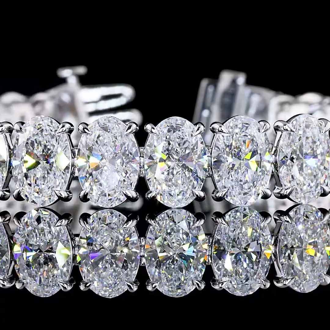 30 CTW Oval Lab Grown Diamond Tennis Bracelet