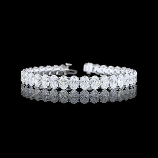 Oval lab-grown diamond tennis bracelet with 25 carats total weight, 35 oval diamonds, 7-inch white gold bracelet from LabGrownDiamonds.com