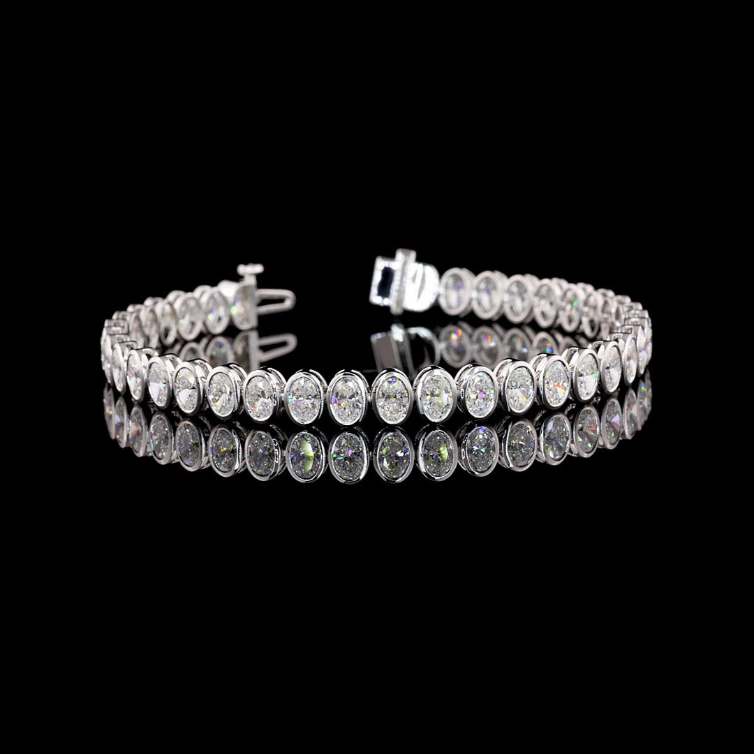 10.5 CTW Oval Bezel Lab Grown Diamond Tennis Bracelet