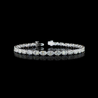 East-West Oval lab grown diamond tennis bracelet in 14k white gold, prong setting, 10 carats total.