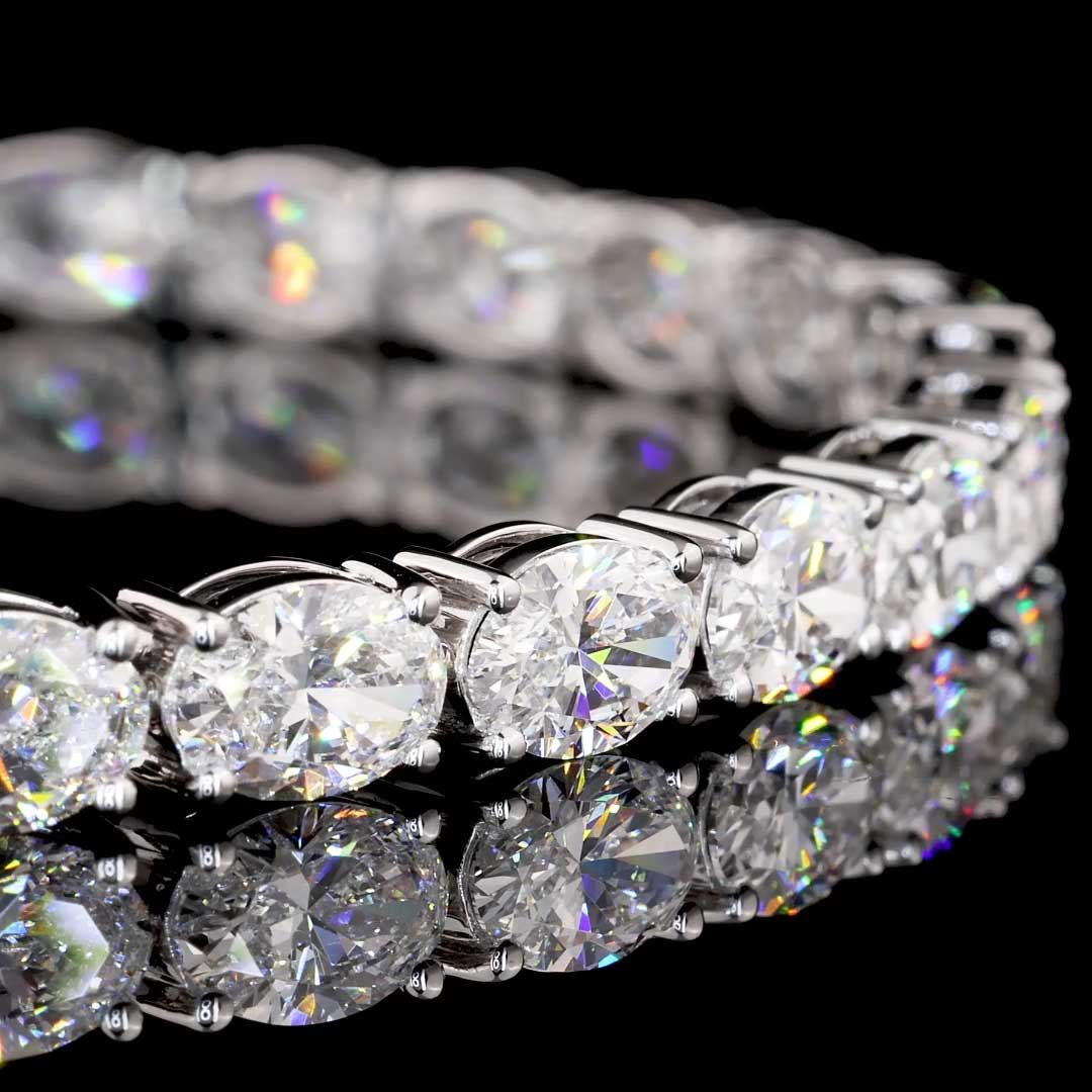 12 CTW East-West Oval Lab Grown Diamond Tennis Bracelet