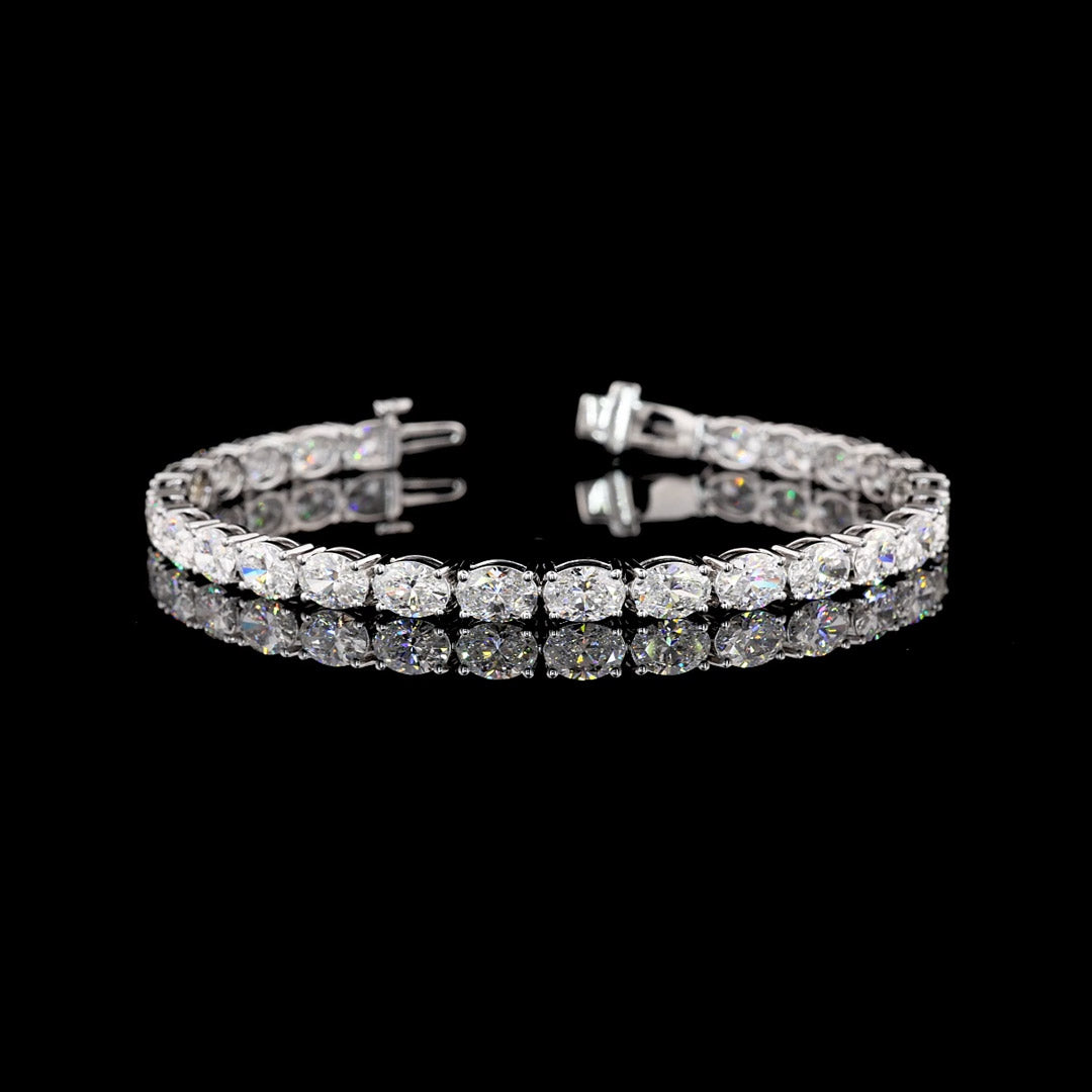 12 CTW East-West Oval Lab Grown Diamond Tennis Bracelet