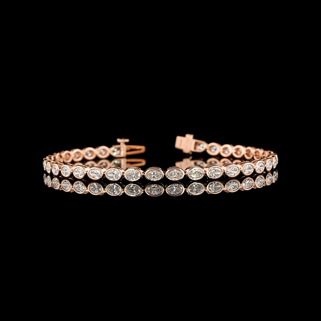 4.5 CTW East-West Oval Bezel Lab Grown Diamond Tennis Bracelet