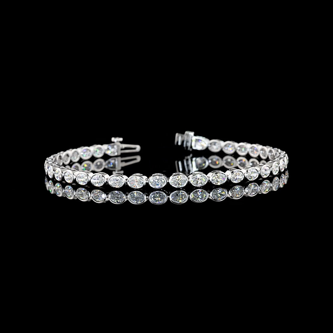 4.5 CTW East-West Oval Bezel Lab Grown Diamond Tennis Bracelet