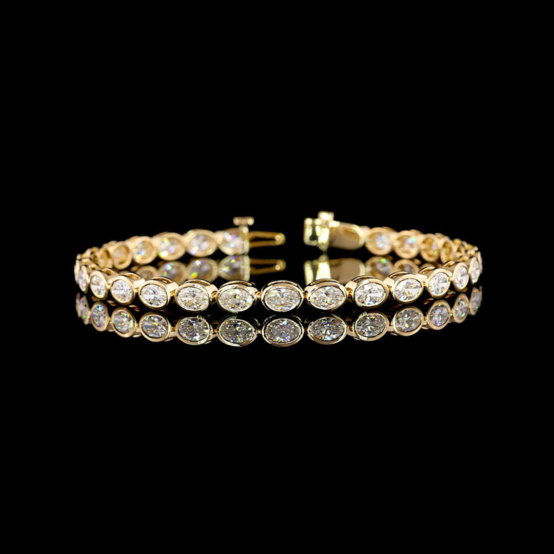 7 CTW East-West Oval Bezel Lab Grown Diamond Tennis Bracelet