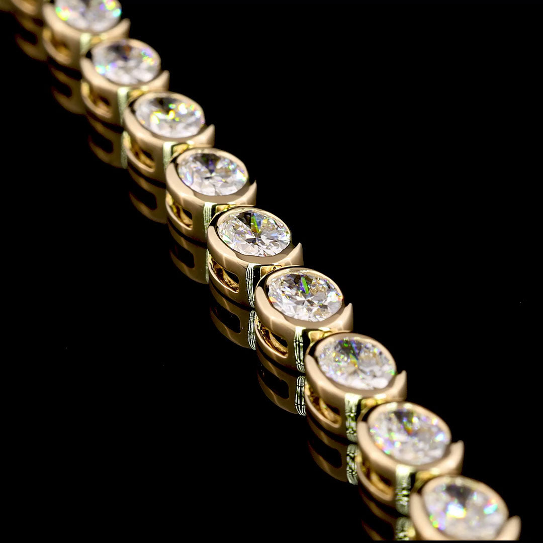 7 CTW East-West Oval Bezel Lab Grown Diamond Tennis Bracelet