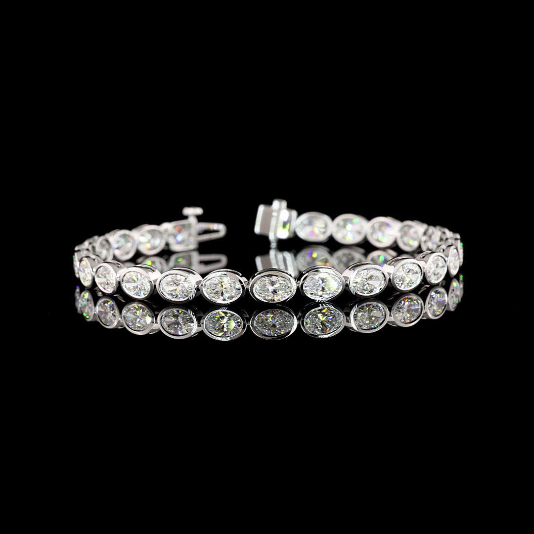 10 CTW East-West Oval Bezel Lab Grown Diamond Tennis Bracelet