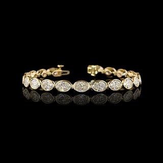 15 CTW East-West Oval Bezel Lab Grown Diamond Tennis Bracelet