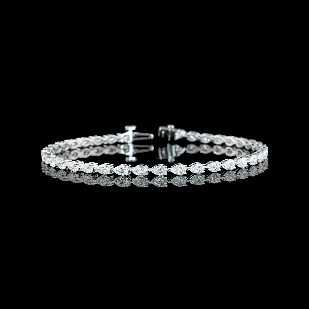 4 CTW East-West Pear Lab Grown Diamond Tennis Bracelet