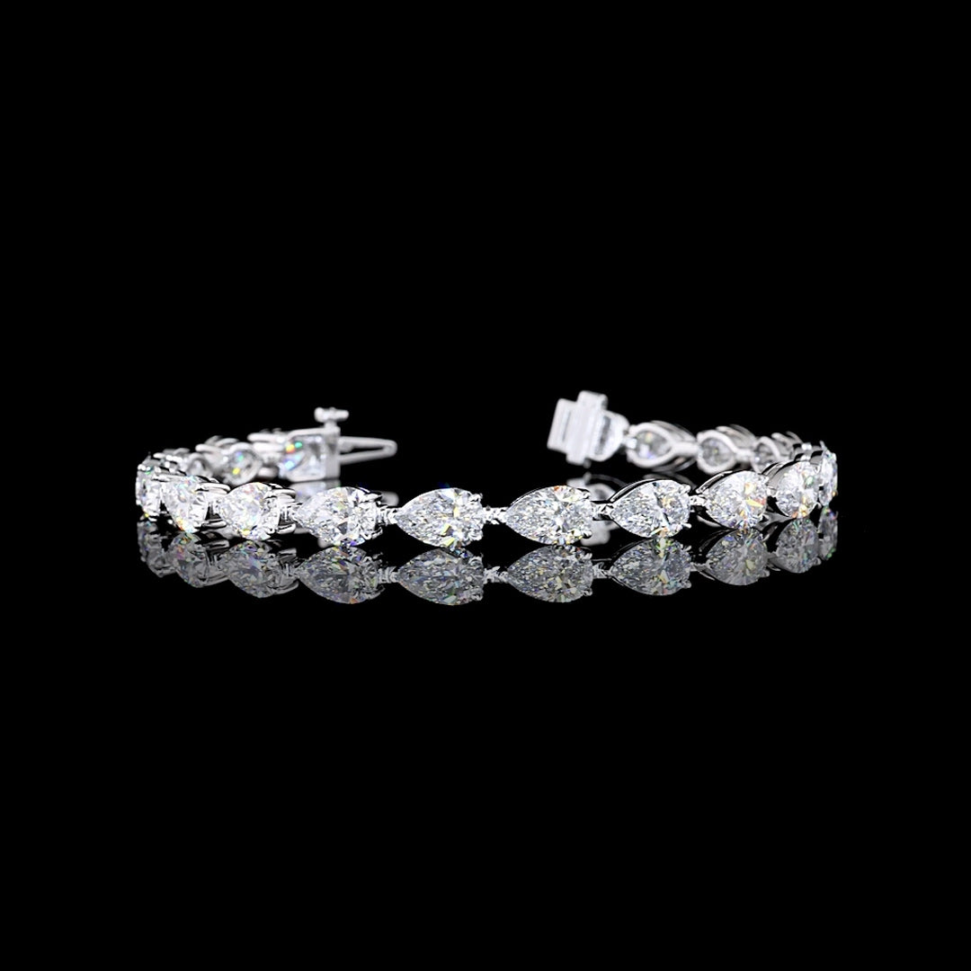 14 CTW East-West Pear Lab Grown Diamond Tennis Bracelet