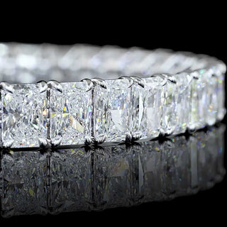 Radiant lab-grown diamond tennis bracelet with 26 total carats, 73pt diamonds, 37 pieces, 7-inch white gold bracelet.