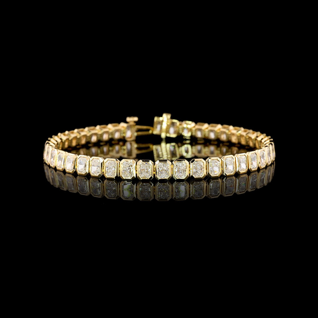 10 CTW Radiant Bezel Lab Grown Diamond Tennis Bracelet