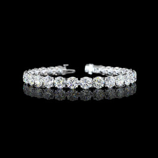 Round lab-grown diamond tennis bracelet with 27 carats total weight, 7-inch white gold setting, 27 sparkling diamonds.