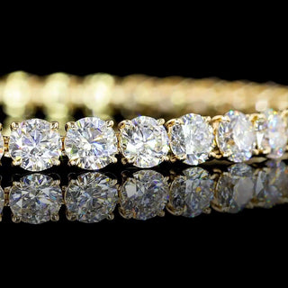 Gold 7-inch tennis bracelet with 40 round lab-grown diamonds totaling 12.5 carats, showcasing a luxurious, sparkling design.