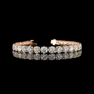 Round lab-grown diamond tennis bracelet with 22 carats total weight, 7-inch length, sparkling and elegant jewelry piece.