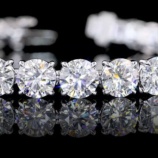 Round lab-grown diamond tennis bracelet with 22 carats total weight in white gold, 7-inch length, elegant jewelry piece