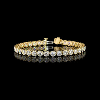 9 Carat Bezel Lab Diamond Tennis Bracelet in 14K Yellow Gold with 0.25 carat each diamonds