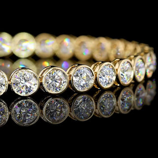 9 Carat Round Bezel Lab Diamond Tennis Bracelet in 14K Yellow Gold