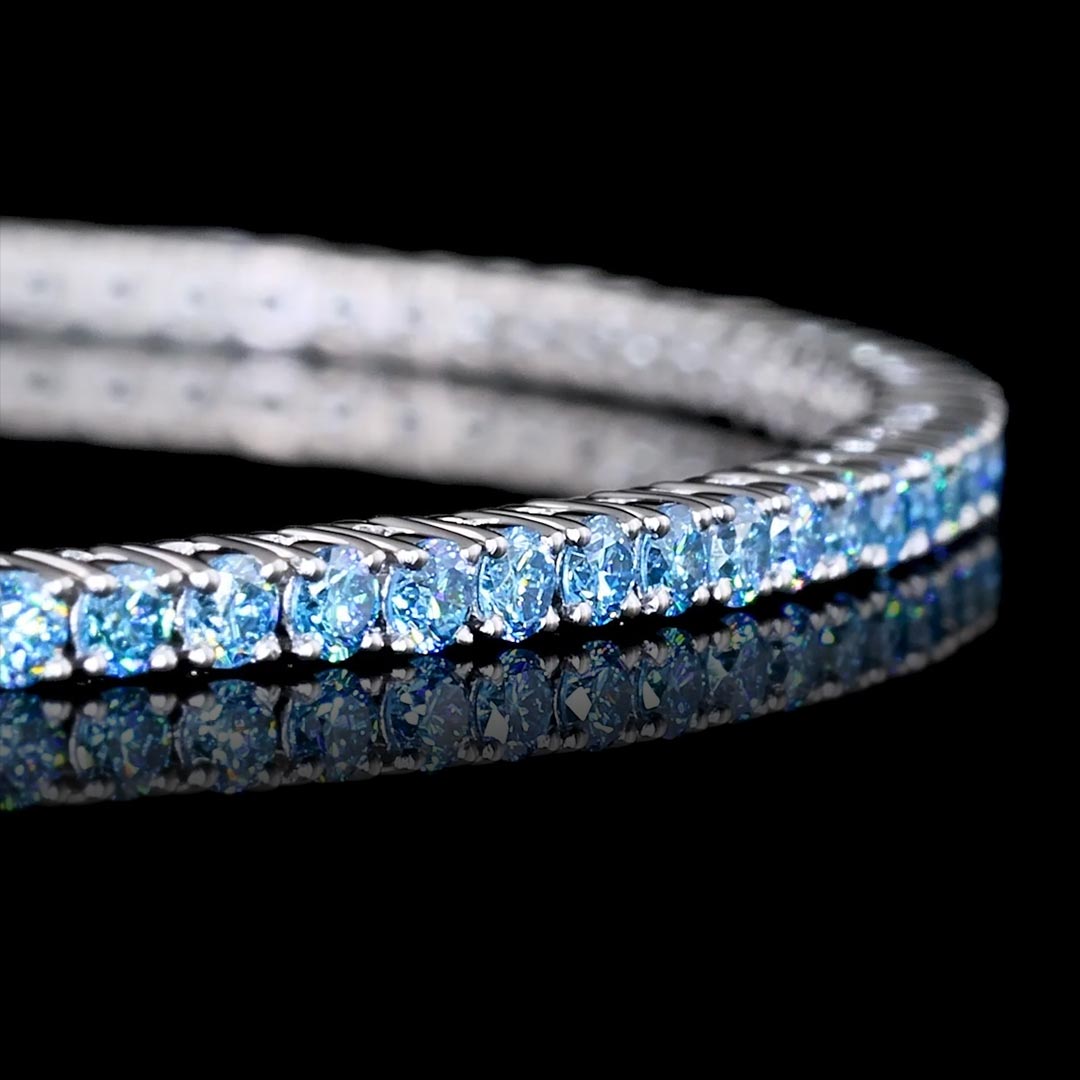 1.5 CTW Blue Round Lab Grown Diamond Tennis Bracelet