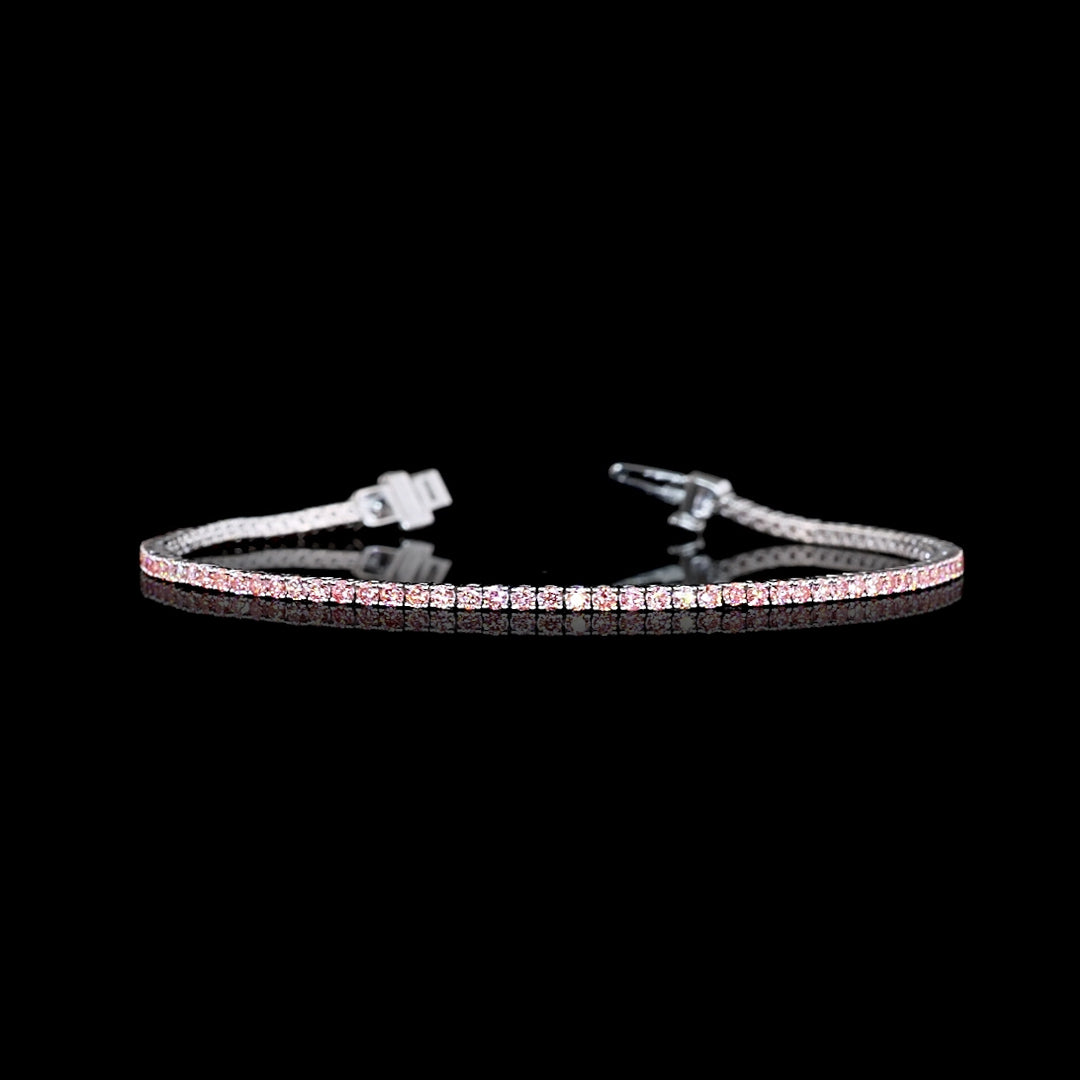 1.5 CTW Pink Round Lab Grown Diamond Tennis Bracelet