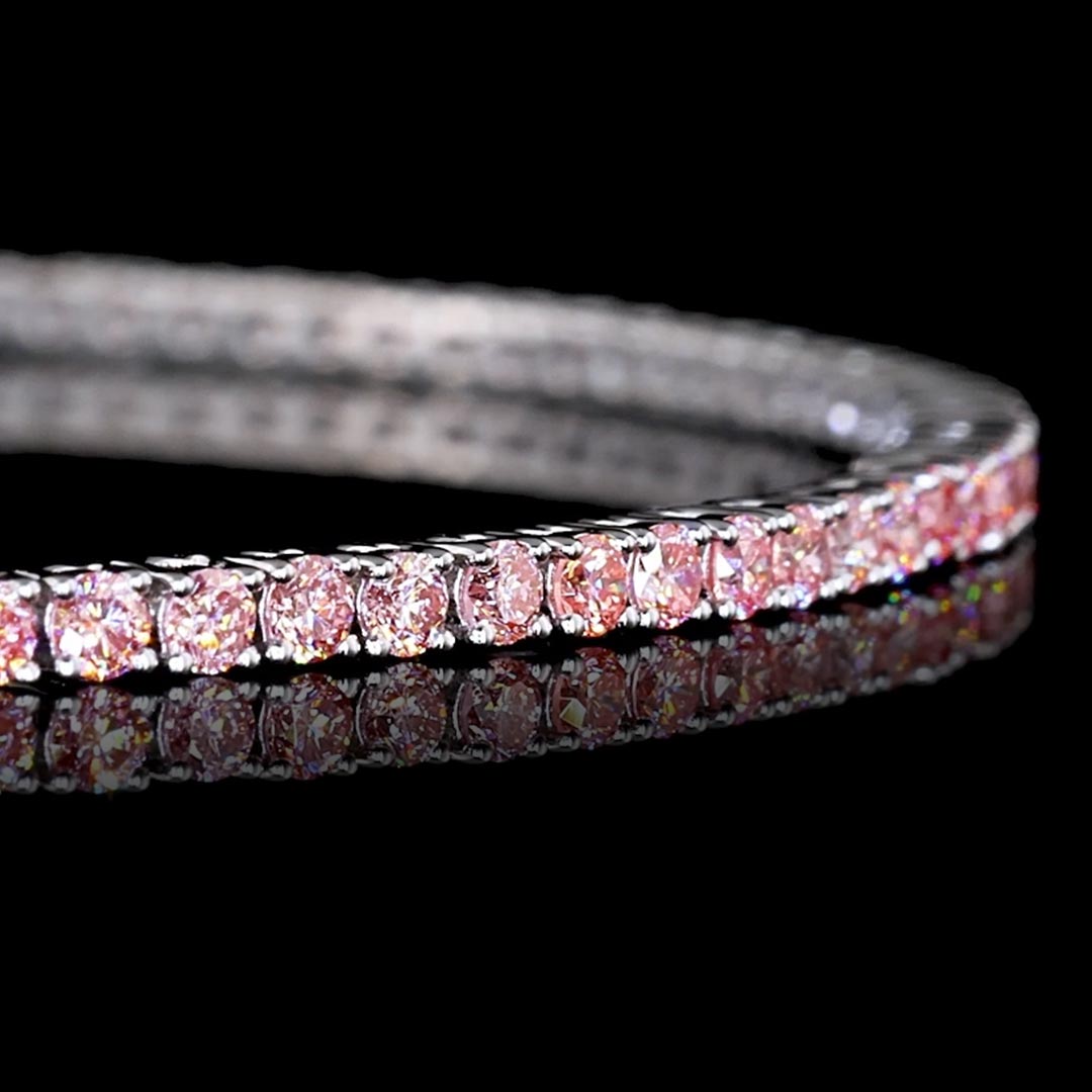 1.5 CTW Pink Round Lab Grown Diamond Tennis Bracelet