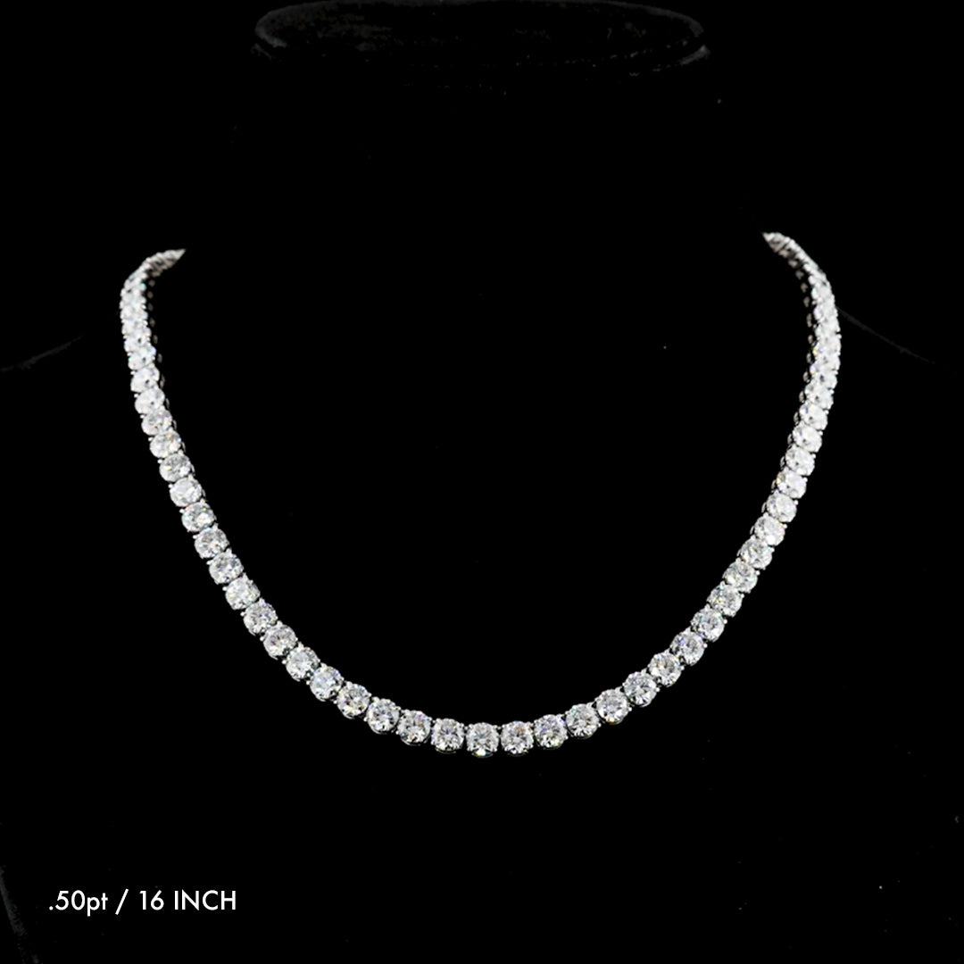 Grande Round Lab Grown Diamond Tennis Necklace