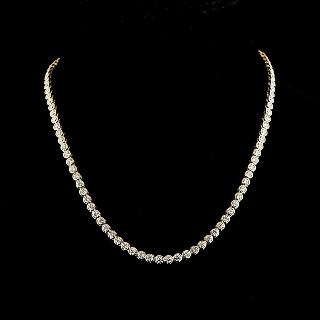 10 CTW Round Bezel Lab Grown Diamond Tennis Necklace