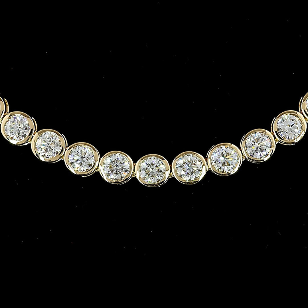 10 CTW Round Bezel Lab Grown Diamond Tennis Necklace