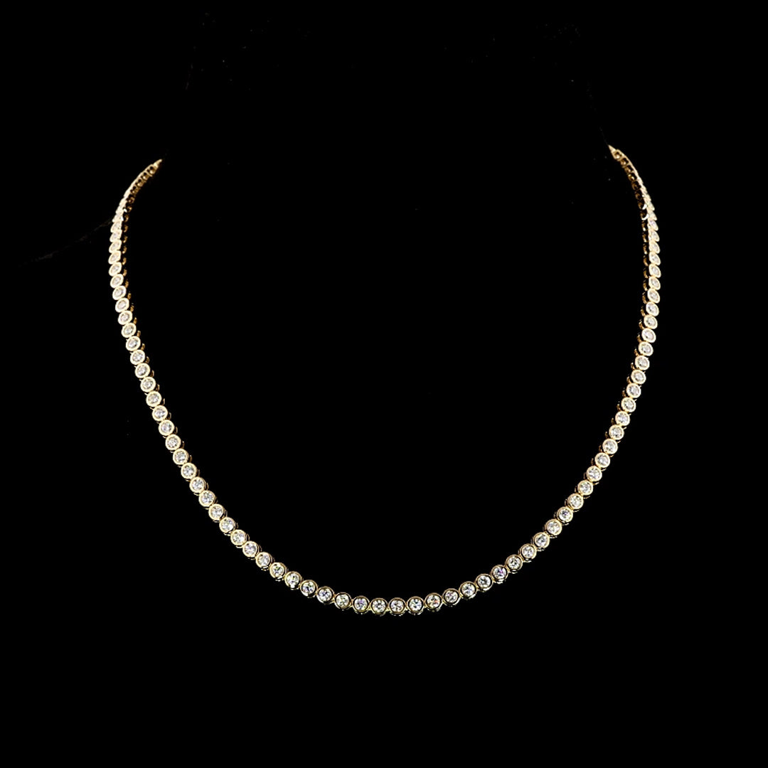 6 CTW Round Bezel Lab Grown Diamond Tennis Necklace