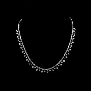 7 CTW Round Lab Grown Diamond Dangle Tennis Necklace - LabGrownDiamonds.com