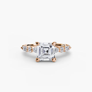 Marquise and Round Alternating Diamond Accent Engagement Ring