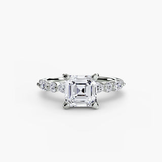 Marquise and Round Alternating Diamond Accent Engagement Ring