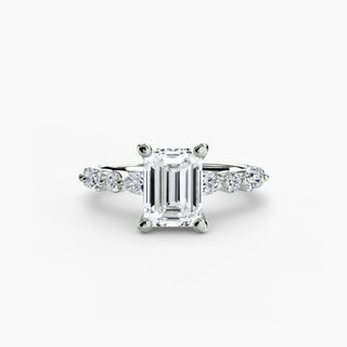 Marquise and Round Alternating Diamond Accent Engagement Ring