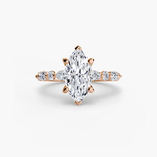 Marquise and Round Alternating Diamond Accent Engagement Ring