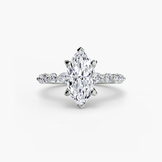 Marquise and Round Alternating Diamond Accent Engagement Ring