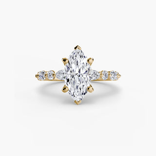 Marquise and Round Alternating Diamond Accent Engagement Ring