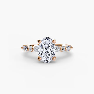 Marquise and Round Alternating Diamond Accent Engagement Ring