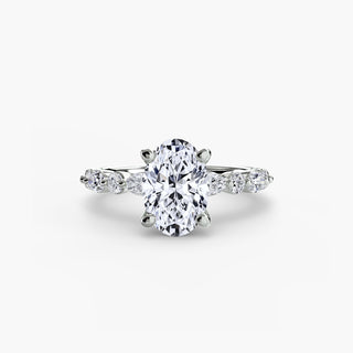 Marquise and Round Alternating Diamond Accent Engagement Ring