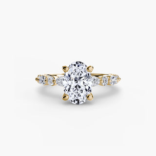 Marquise and Round Alternating Diamond Accent Engagement Ring