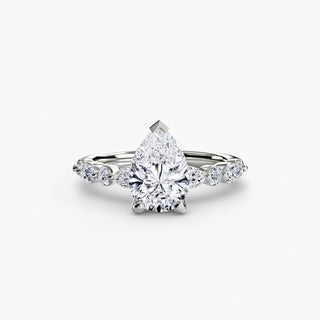 Marquise and Round Alternating Diamond Accent Engagement Ring