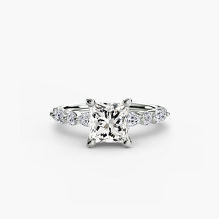 Marquise and Round Alternating Diamond Accent Engagement Ring
