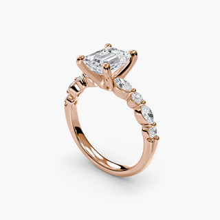 || #metal_rose gold #diamond shape_emerald